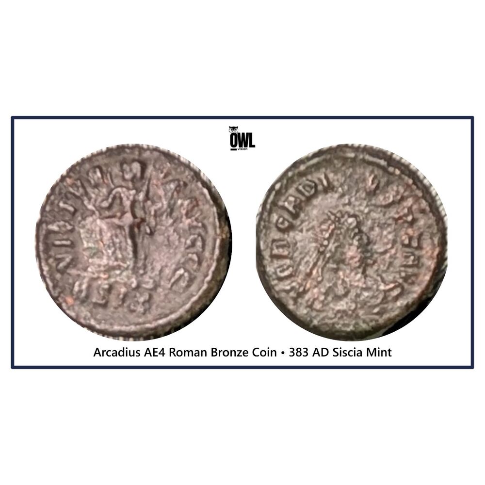Arcadius AE4 Roman Bronze Coin • 383 AD Siscia Mint
